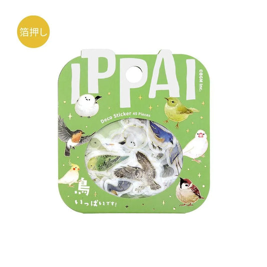 BGM Foil Stamping Flake Seal Ippai Birds stickers featuring vibrant bird illustrations with foil accents.