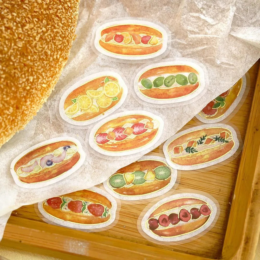 BGM Foil Stamping Flake Seal Ippai Koppepan stickers featuring Japanese bread buns with foil touches.