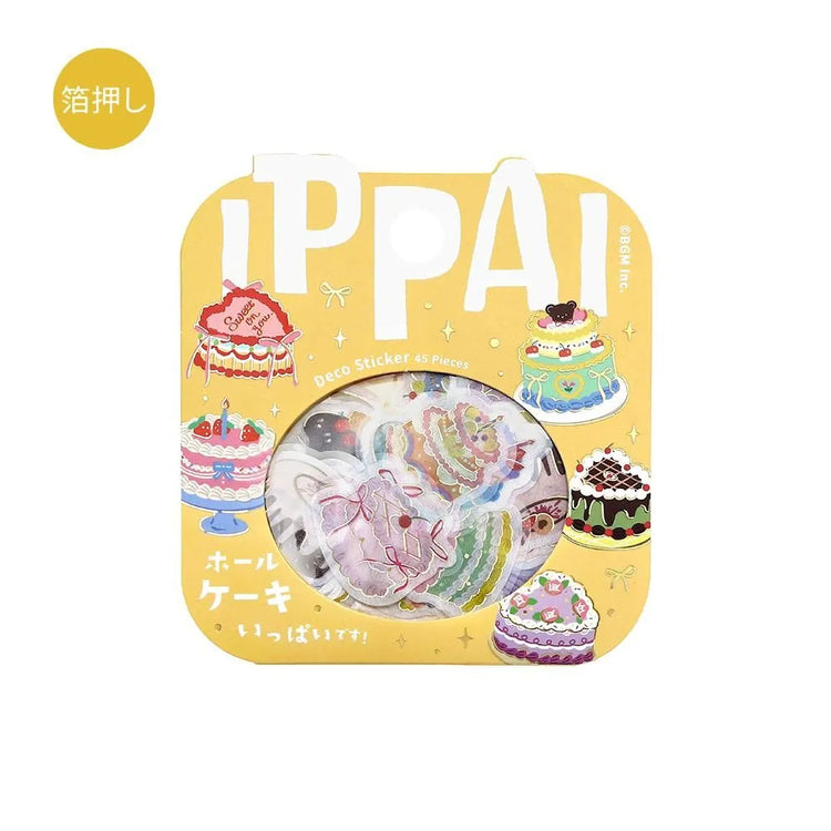 BGM Foil Stamping Flake Seal Ippai Whole Cakes stickers featuring colorful cakes with foil details.