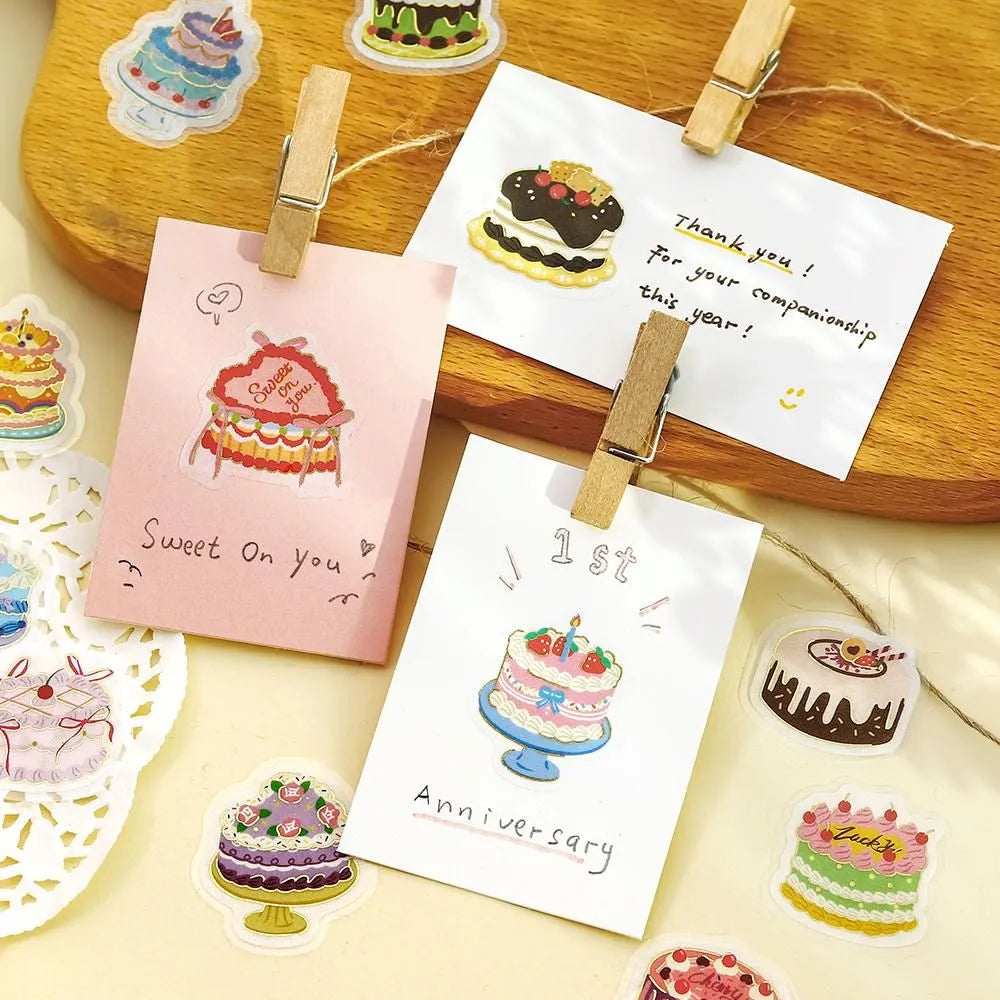 BGM Foil Stamping Flake Seal Ippai Whole Cakes stickers featuring colorful cakes with foil details.