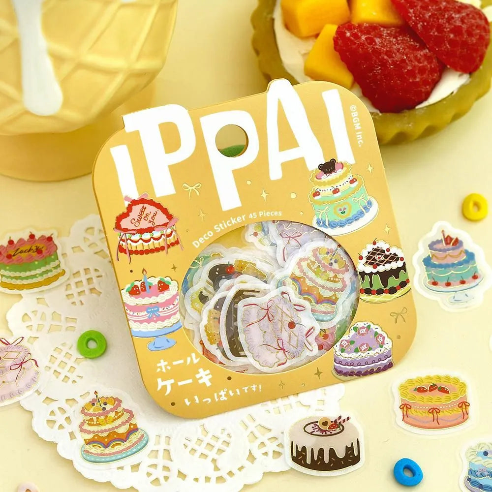 BGM Foil Stamping Flake Seal Ippai Whole Cakes stickers featuring colorful cakes with foil details.