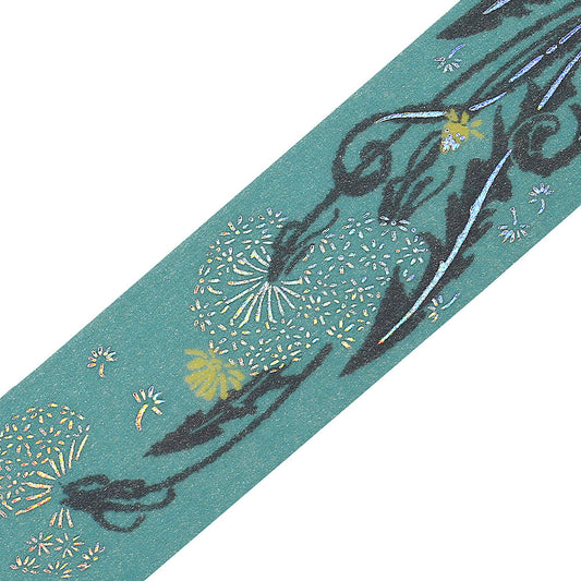 BGM Foil Stamping Masking Tape: Flower Compendium: Drum Grass – Japanese washi tape featuring elegant grass designs with metallic foil accents.