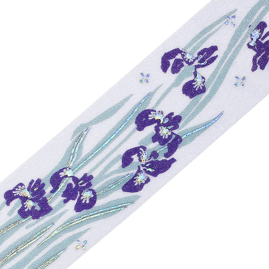 BGM Foil Stamping Masking Tape: Flower Compendium: Iris – Japanese washi tape featuring elegant iris flower designs with metallic foil accents.
