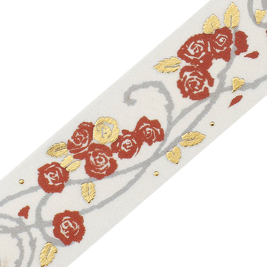 BGM Foil Stamping Masking Tape Life – Flower Compendium Rose featuring elegant rose illustrations with shimmering foil accents on premium Japanese washi tape.