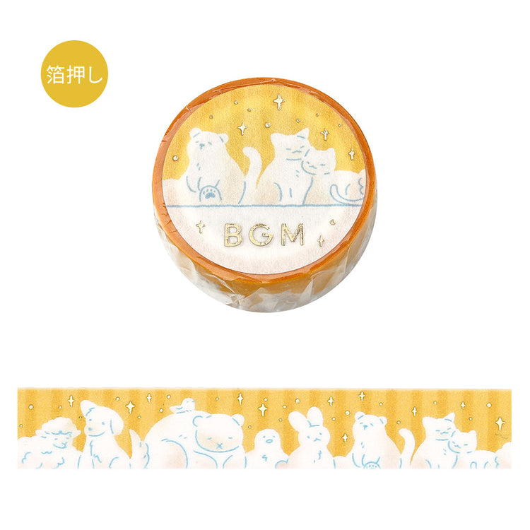 BGM Foil Stamping Masking Tape Life – Animal Days featuring cute animal illustrations with shimmering foil details, perfect for journaling, scrapbooking, and creative decoration.