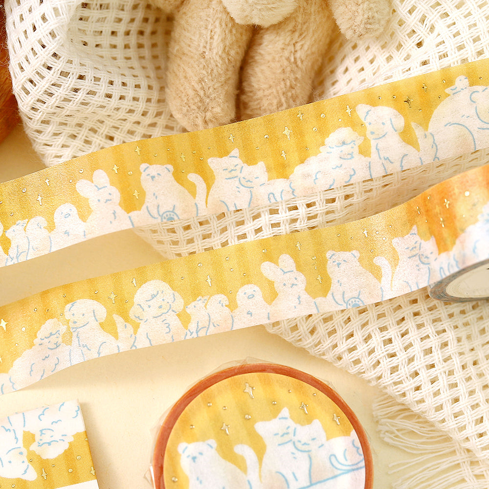 BGM Foil Stamping Masking Tape Life – Animal Days featuring cute animal illustrations with shimmering foil details, perfect for journaling, scrapbooking, and creative decoration.