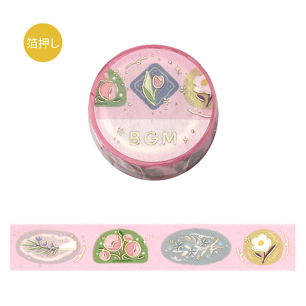 BGM Foil Stamping Masking Tape Life – Flower Brooch featuring delicate floral designs with shimmering foil details, perfect for journaling, scrapbooking, and elegant creative decoration.