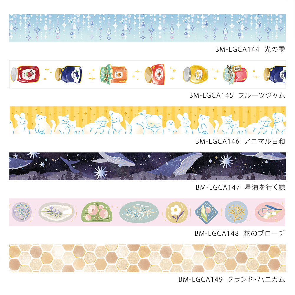 BGM Foil Stamping Masking Tape Life – Flower Brooch featuring delicate floral designs with shimmering foil details, perfect for journaling, scrapbooking, and elegant creative decoration.