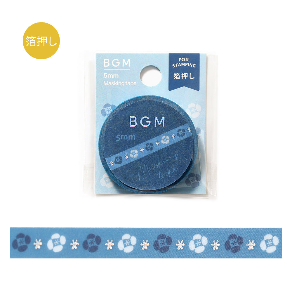 A roll of washi tape featuring delicate night-blooming flowers accented with shimmering metallic foil, adding a moonlit elegance to journals, planners, and craft projects.