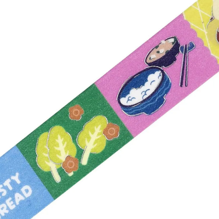 BGM Foil Stamping Masking Tape – Life: Pop Food  design showcasing vibrant food illustrations with shiny foil highlights on a 15mm masking tape roll.