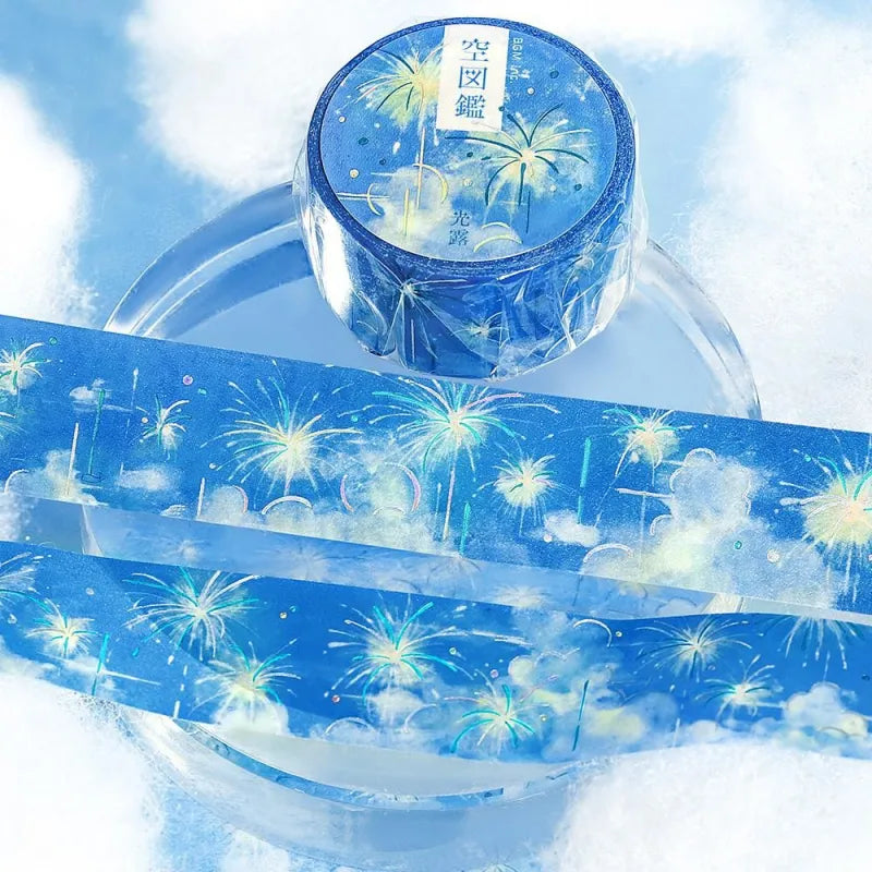 BGM Foil Stamping Masking Tape – Sky Encyclopedia: Light Dew  20mm washi tape roll designed with misty sky gradients and foil constellation accents.