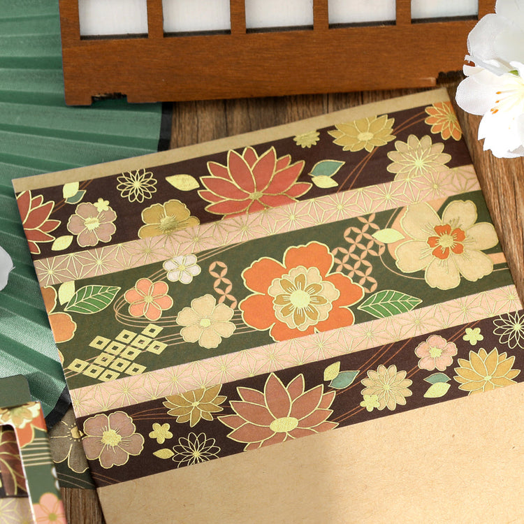 BGM Foil Stamping Masking Tape: The Color of Kimono - Deep Green – Japanese washi tape set featuring elegant deep green tones inspired by traditional kimono fabrics.
