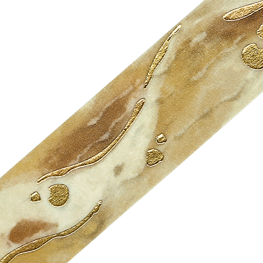 A roll of BGM washi tape in a caramel-inspired design with golden foil accents, styled to resemble sweet dessert drizzles, ideal for journaling, scrapbooking, and decoration.