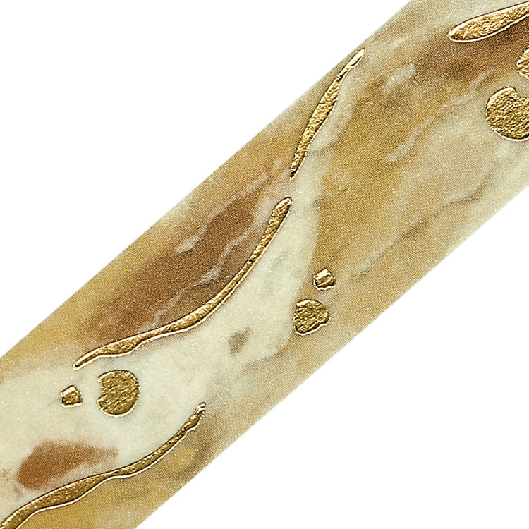 A roll of BGM washi tape in a caramel-inspired design with golden foil accents, styled to resemble sweet dessert drizzles, ideal for journaling, scrapbooking, and decoration.