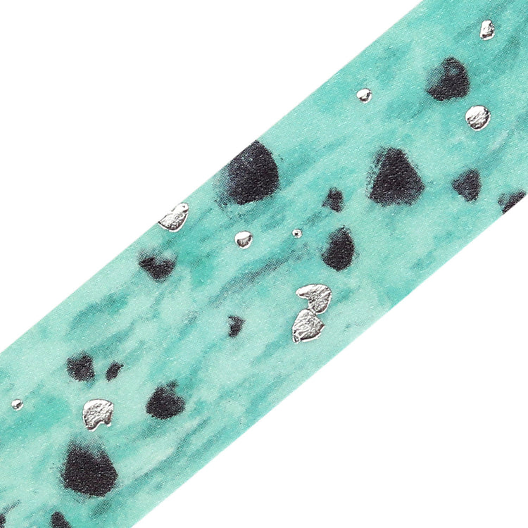 A roll of BGM washi tape in a mint green choco ice cream design with chocolate chip patterns and silver foil accents, perfect for journaling, scrapbooking, and decorating.
