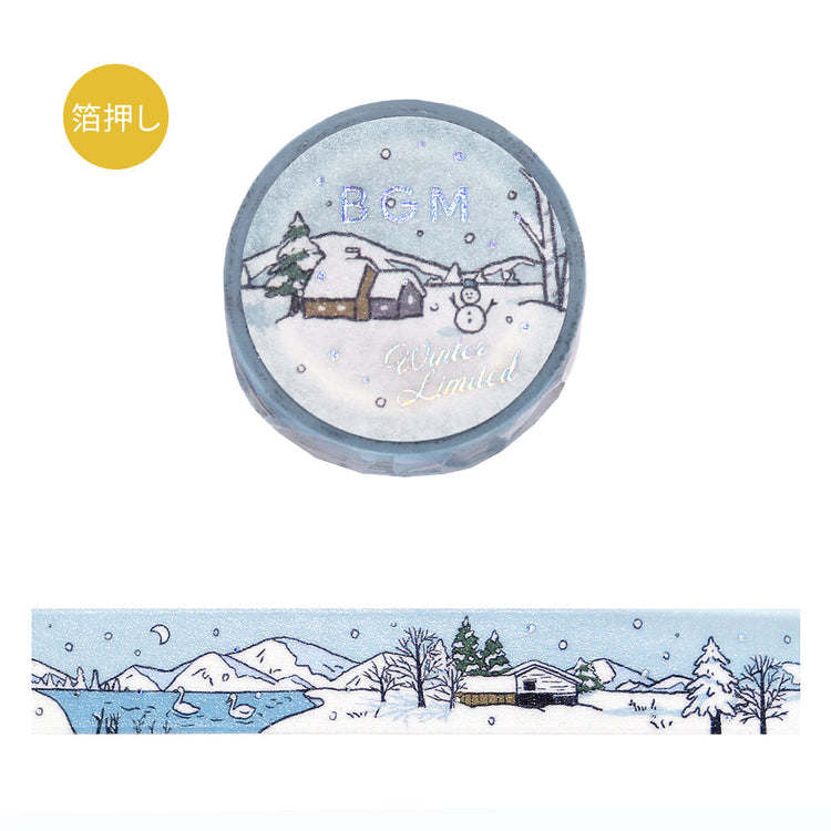 BGM Foil Stamping Winter Limited Edition Masking Tape in Snow Lake Hut design - a stunning foil-stamped perfect for adding a touch of elegance to your planners, journals, and creative projects.