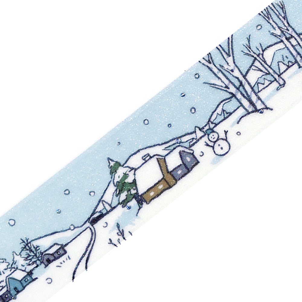 BGM Foil Stamping Winter Limited Edition Masking Tape in Snow Lake Hut design - a stunning foil-stamped perfect for adding a touch of elegance to your planners, journals, and creative projects.