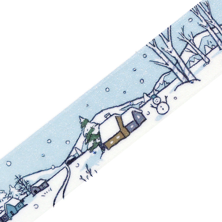 BGM Foil Stamping Winter Limited Edition Masking Tape in Snow Lake Hut design - a stunning foil-stamped perfect for adding a touch of elegance to your planners, journals, and creative projects.