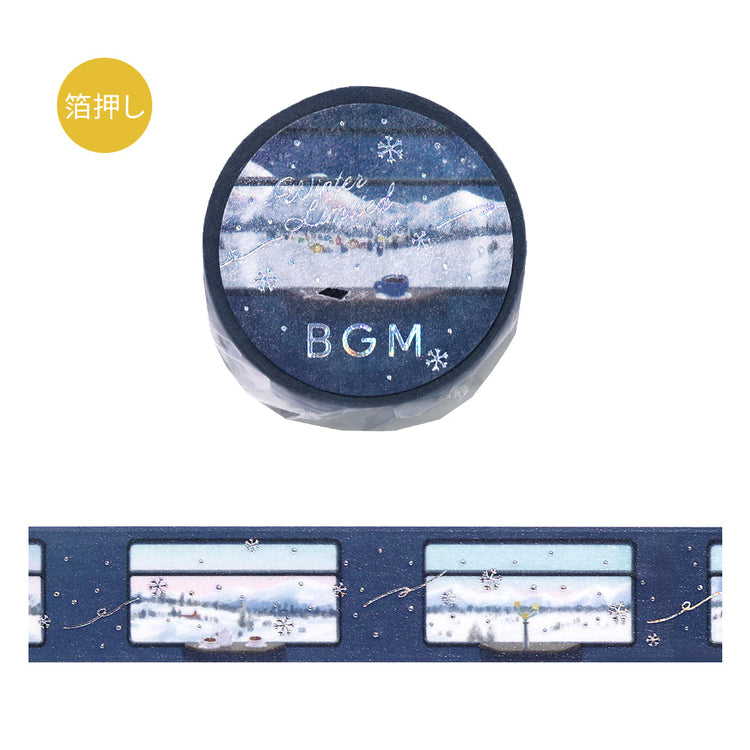BGM Foil Stamping Winter Limited Edition Masking Tape in Snow Sleeping Train design - a stunning foil-stamped design perfect for adding a touch of elegance to your planners, journals, and creative projects.