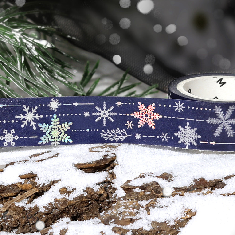 BGM Foil Stamping Winter Limited Edition Masking Tape in Snowy Night design. A stunning foil-stamped perfect for adding a touch of elegance to your planners, journals, and creative projects. 