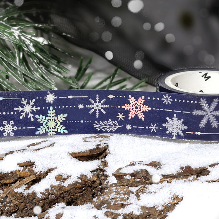 BGM Foil Stamping Winter Limited Edition Masking Tape in Snowy Night design. A stunning foil-stamped perfect for adding a touch of elegance to your planners, journals, and creative projects. 