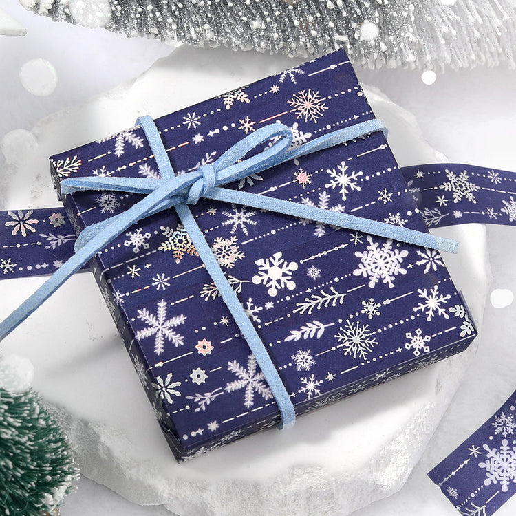 BGM Foil Stamping Winter Limited Edition Masking Tape in Snowy Night design. A stunning foil-stamped perfect for adding a touch of elegance to your planners, journals, and creative projects. 