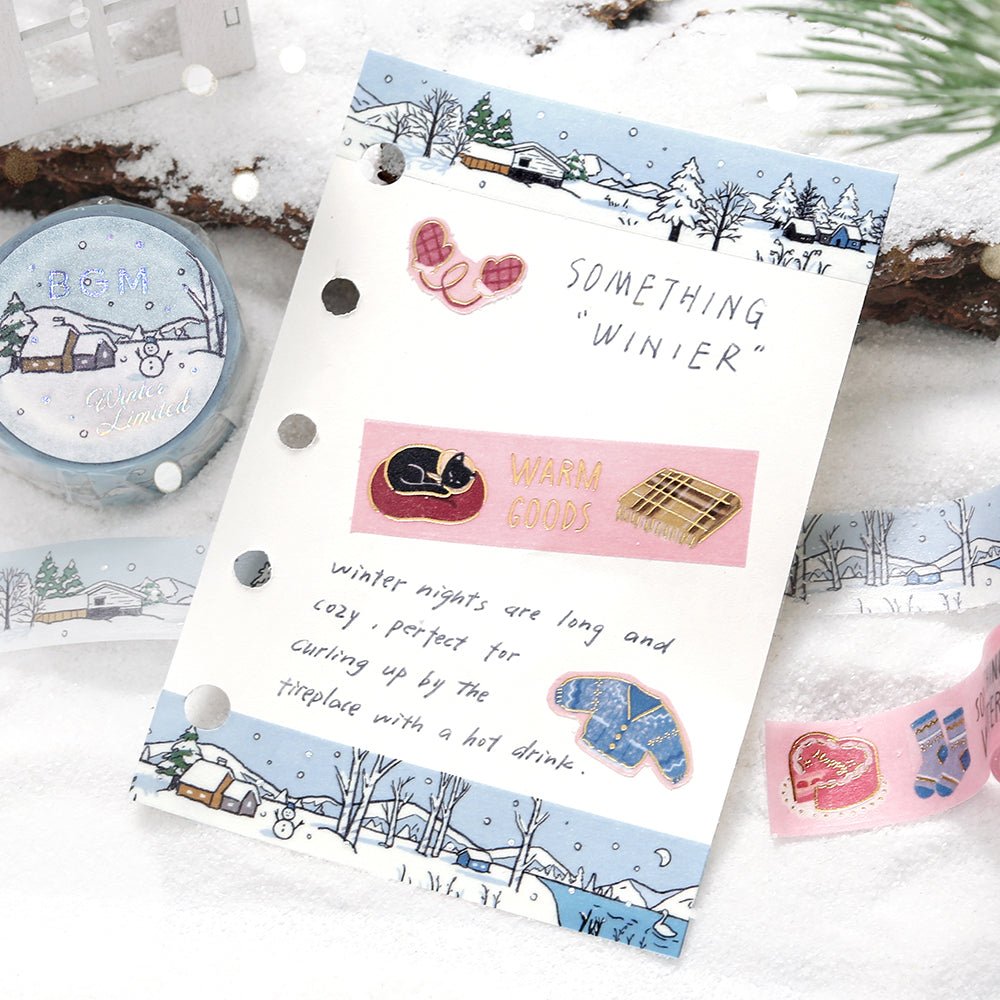 BGM Foil Stamping Winter Limited Edition Masking Tape in Something Winter design - a stunning foil-stamped perfect for adding a touch of elegance to your planners, journals, and creative projects.