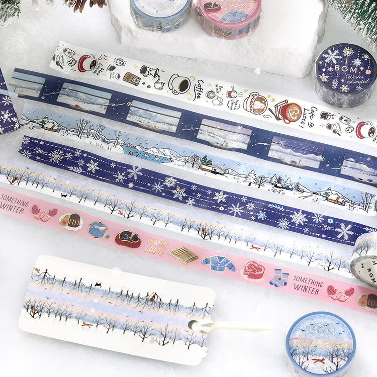 BGM Foil Stamping Winter Limited Edition Masking Tape in Something Winter design - a stunning foil-stamped perfect for adding a touch of elegance to your planners, journals, and creative projects.