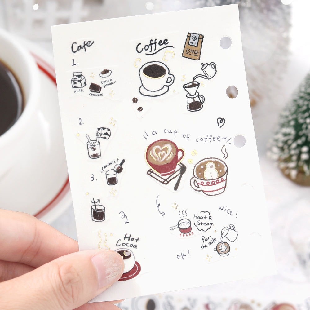 BGM Foil Stamping Winter Limited Edition Masking Tape in Winter Drinks design - a stunning foil-stamped perfect for adding a touch of elegance to your planners, journals, and creative projects.