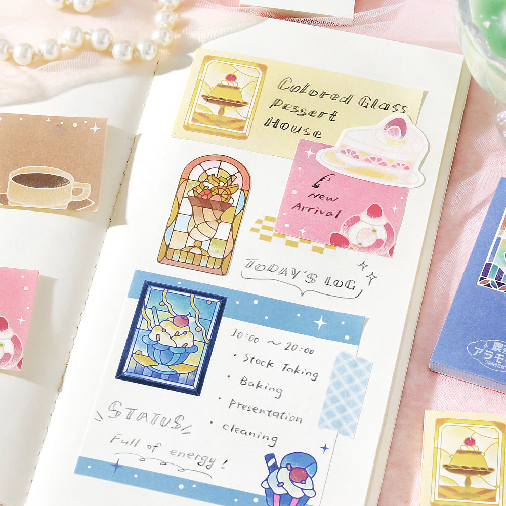 BGM Memo Seal Set: MEMONO - Café à la Mode Stained Glass