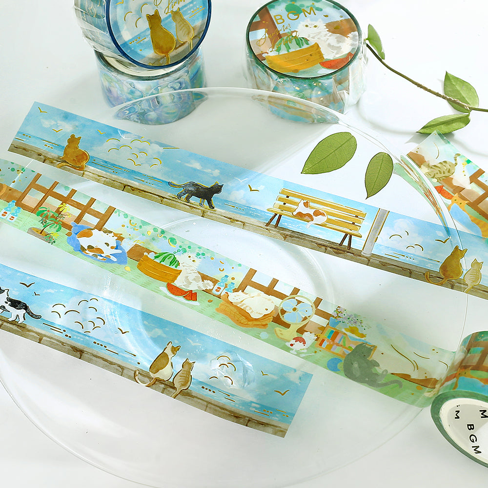 BGM Summer Limited Edition Clear Tape: Seaside and Cats