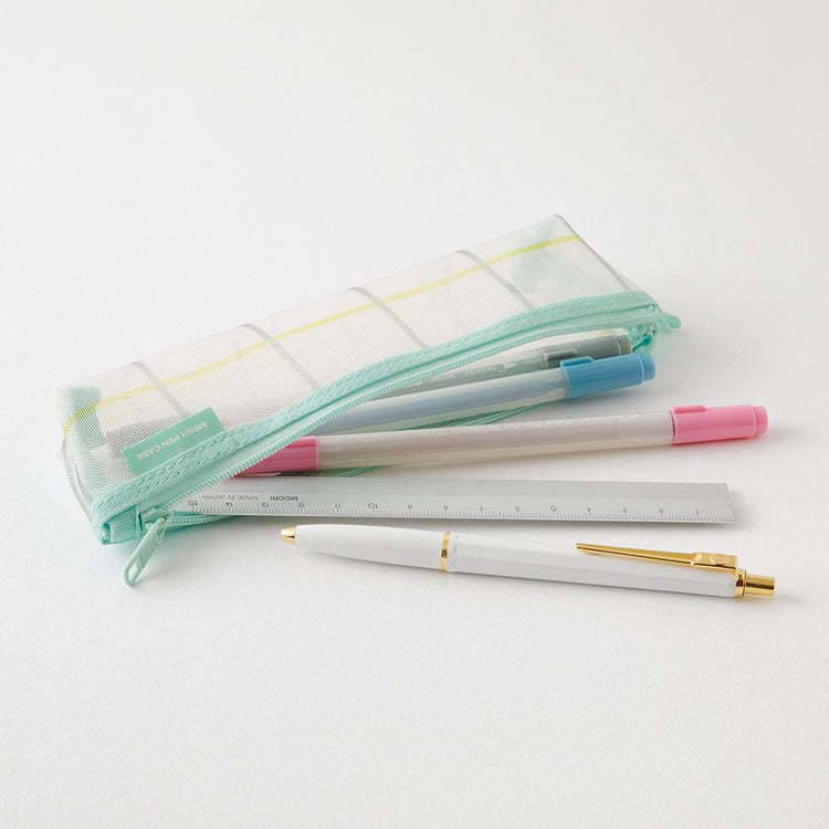 Midori Mesh Pen Case - Check Green [Limited Edition]