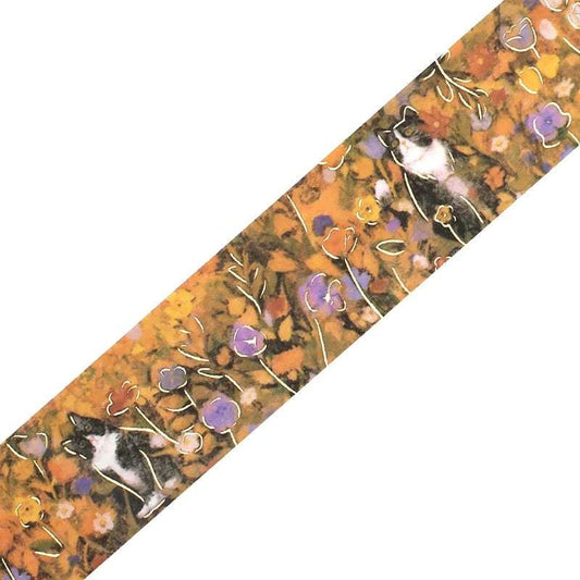 BGM Foil Stamping Masking Tape: Flowers and Cats - Hachiware Cat