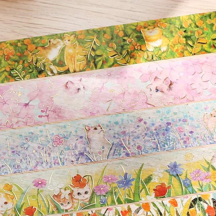 BGM Foil Stamping Masking Tape: Flowers and Cats - Find Me