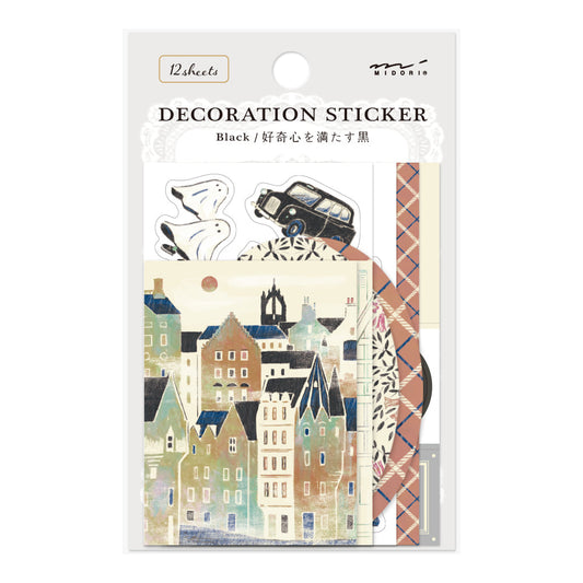 Midori Yuka Takamaru Decoration Stickers - Black