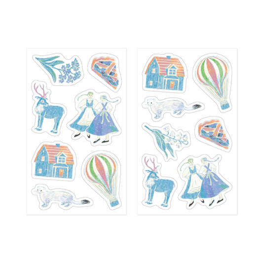Midori Yuka Takamaru Decoration Stickers - Light Blue