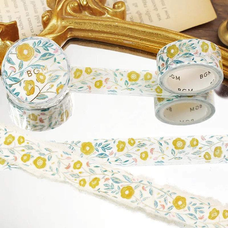 BGM Foil Stamping Masking Tape: Flower Pattern - Sasanqua Flower