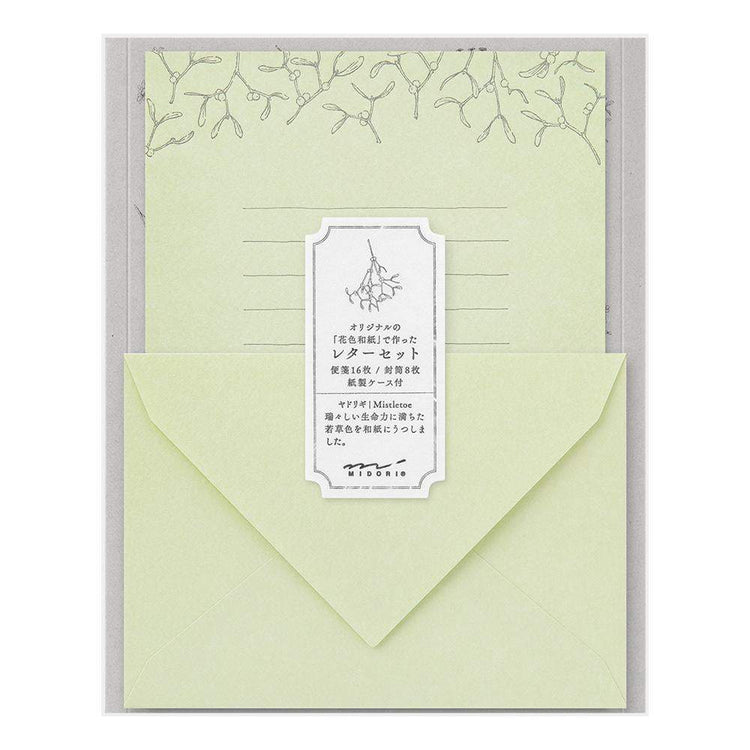 Midori Letter Set 316 Flower Color Washi Paper - Green