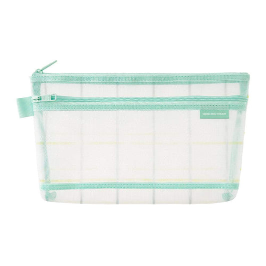 Midori Mesh Pen Pouch - Check Green [Limited Edition]