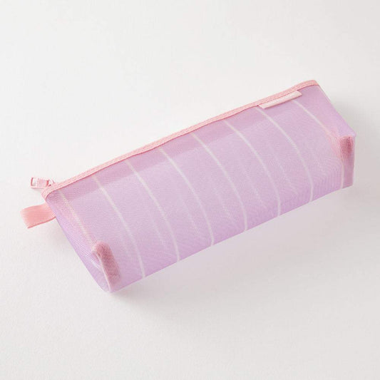 Midori Mesh Pen Case with Gusset - Stripe Purple [Limited Edition]