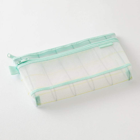 Midori Mesh Pen Pouch - Check Green [Limited Edition]