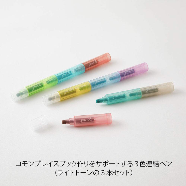 Midori Join Dots Connecting Pen - 3-Pack Right Tone