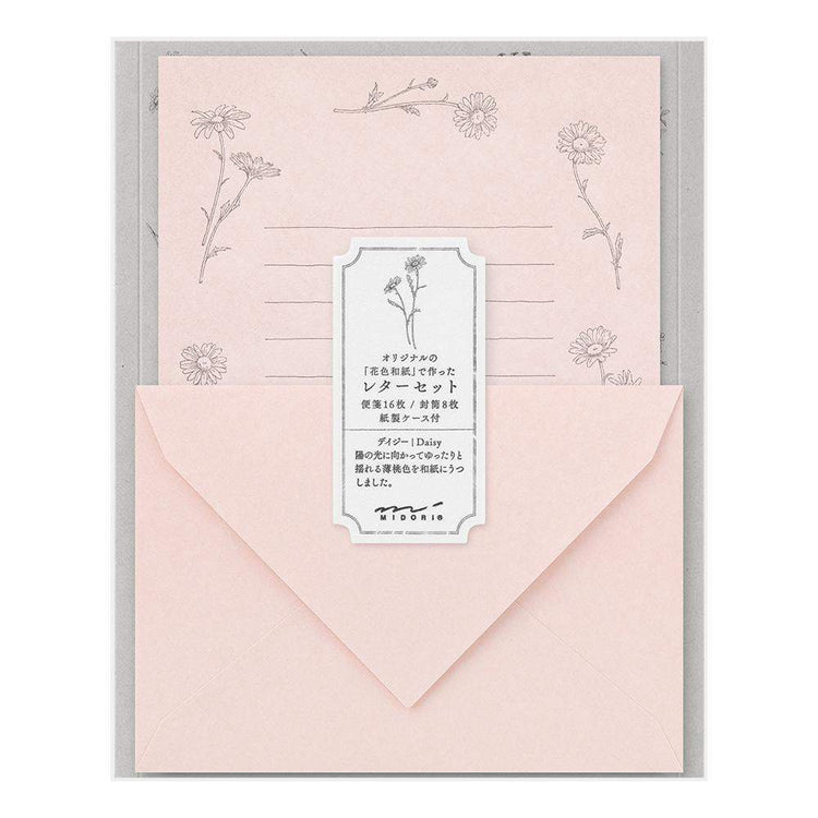 Midori Letter Set 314 Flower Color Washi Paper - Pink