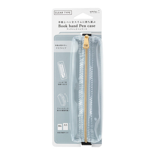 Midori Book Band Pen Case (B6-A5 Size) - Clear