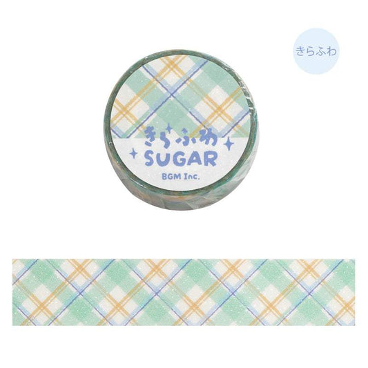 BGM Kira Fuwa Sugar Masking Tape - Check Mint Latte