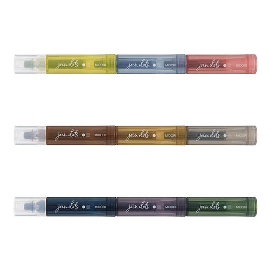 Midori Join Dots Connecting Pen - 3-Pack Grayish Tone