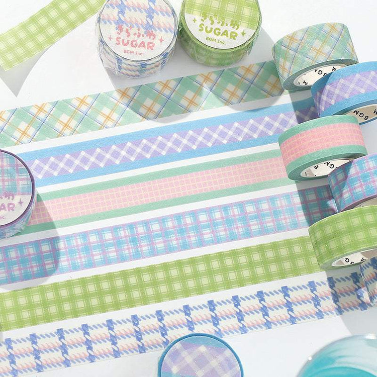 BGM Kira Fuwa Sugar Masking Tape - Check Strawberry Soda