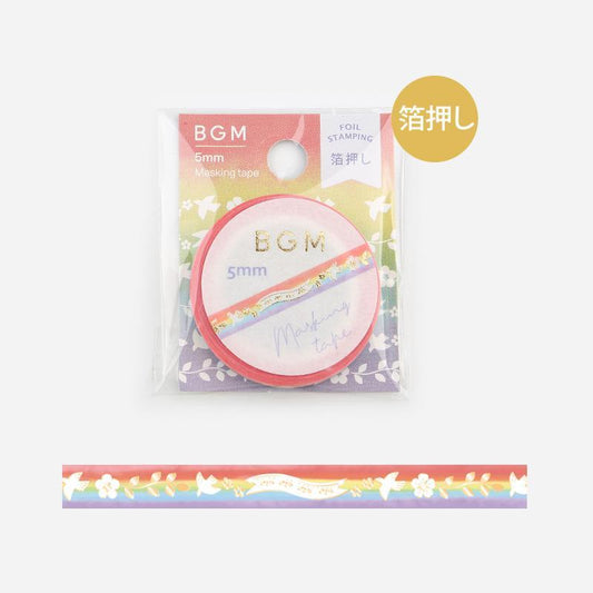 BGM Rainbow White Bird Masking Tape