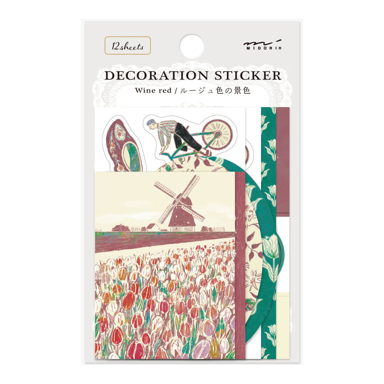 Midori Yuka Takamaru Decoration Stickers - Dark Red