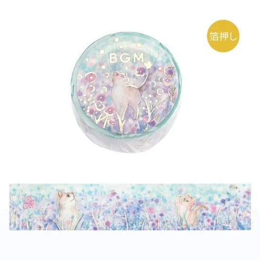BGM Foil Stamping Masking Tape: Flowers and Cats - Little Friends